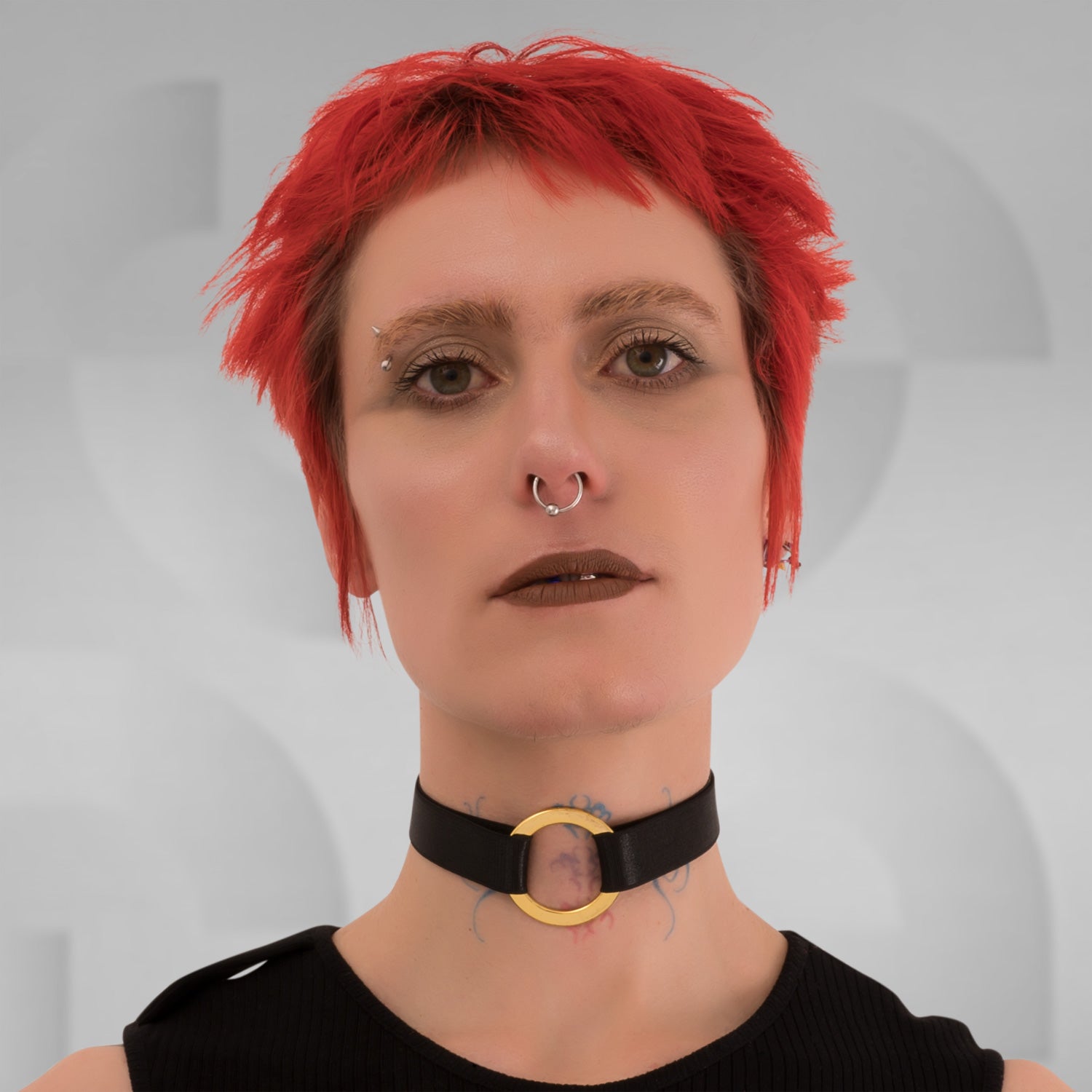 Black choker with gold one ring, that's ideal for expressing your unique style.