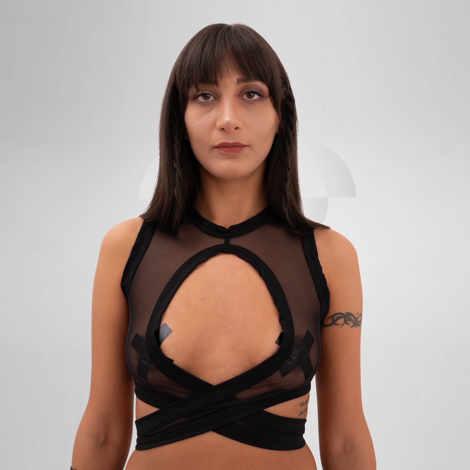 Bound Gender-Neutral Mesh Top