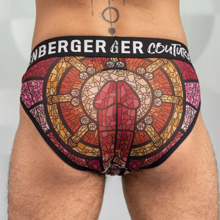 Back view of the artsy yet edgy Church Print Slip by Effenberger Couture.