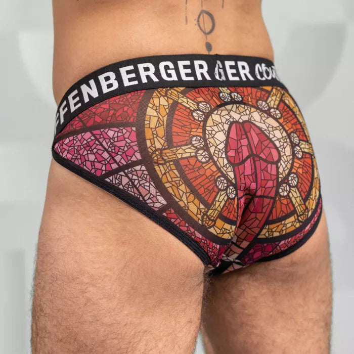 Side view of the artsy yet edgy Church Print Slip by Effenberger Couture.