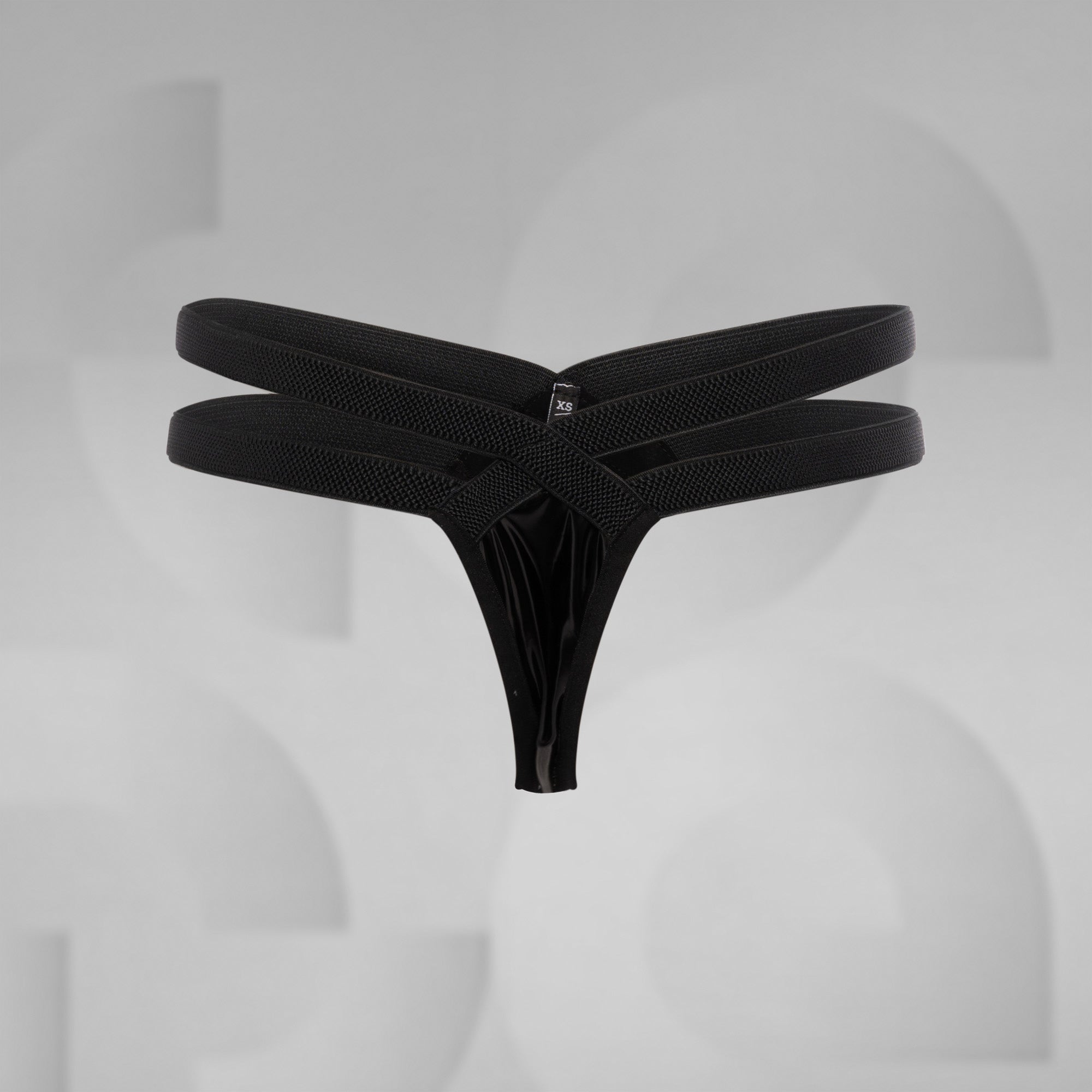 Black men's underwear on a gray background