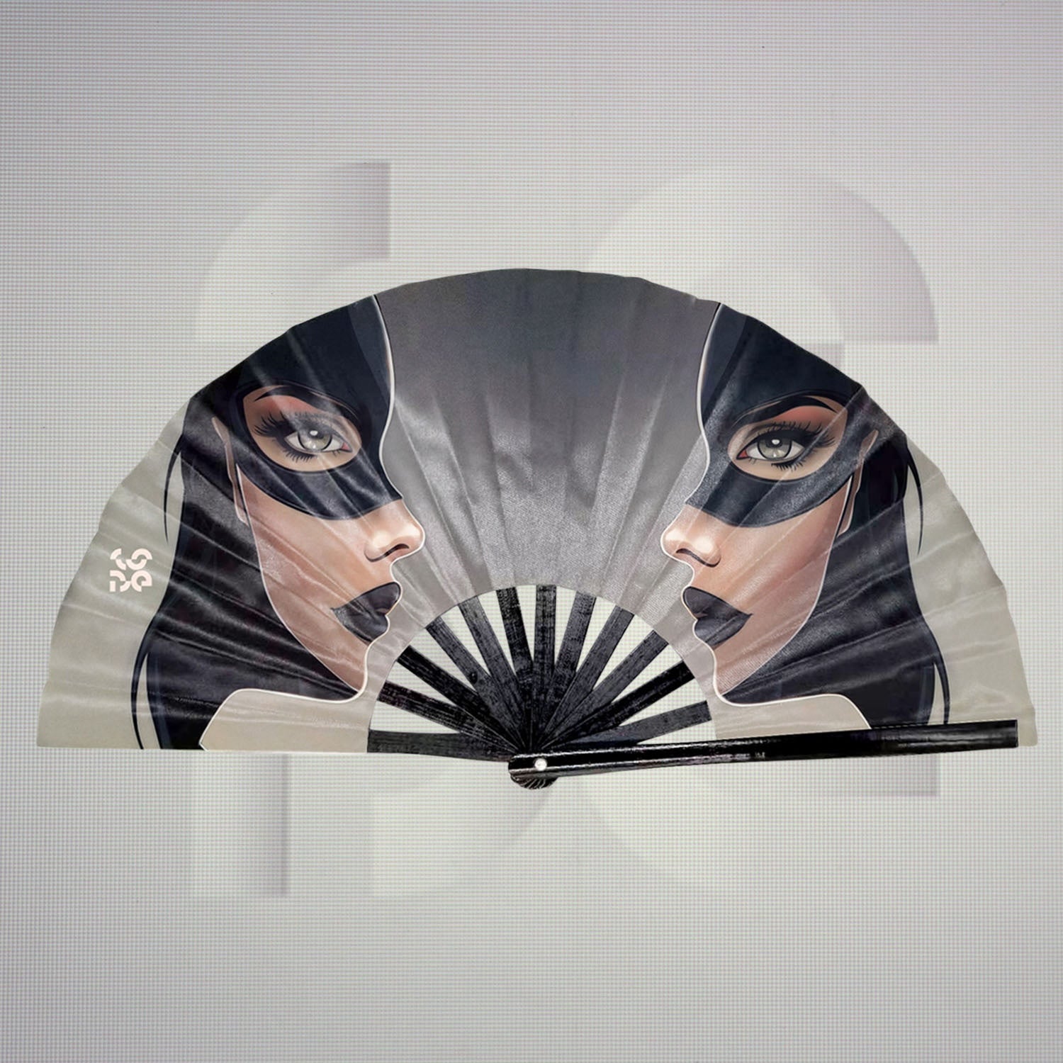 Unique faces with masks handfan perfect for hot summer days or sweaty parties