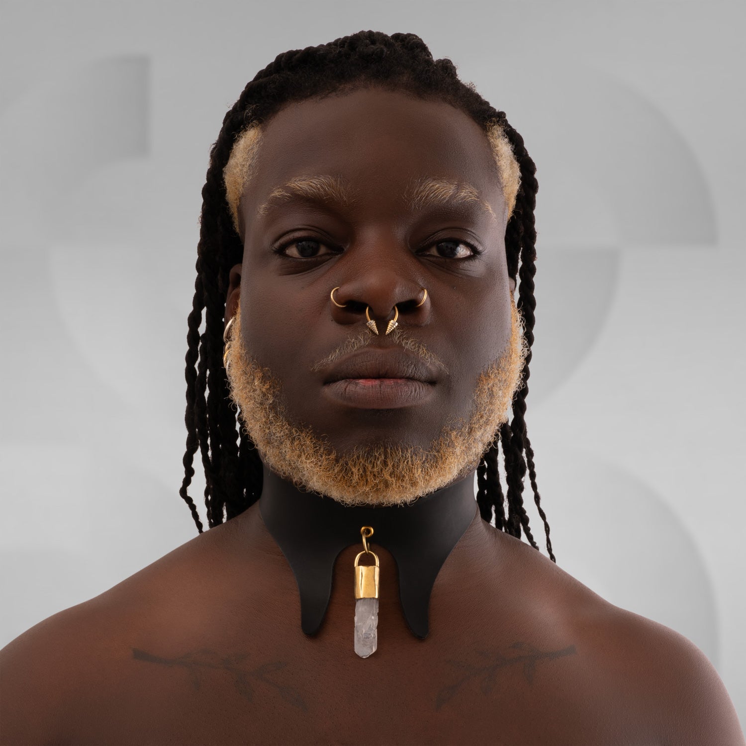 Enhance Your Style with a Black faux Leather Choker with Crystal Pendant.