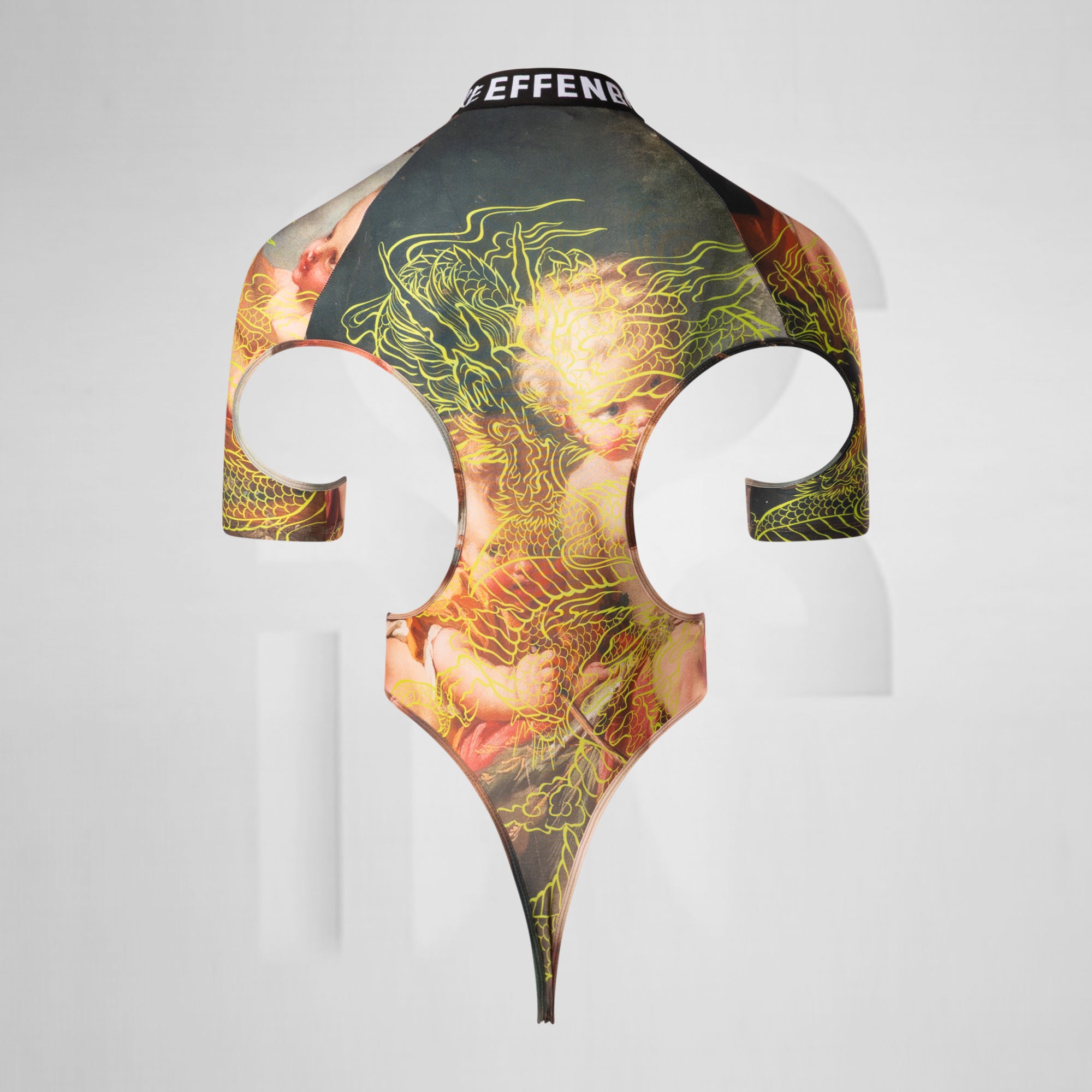 Neon Dragon High-Neck Thong Bodysuit