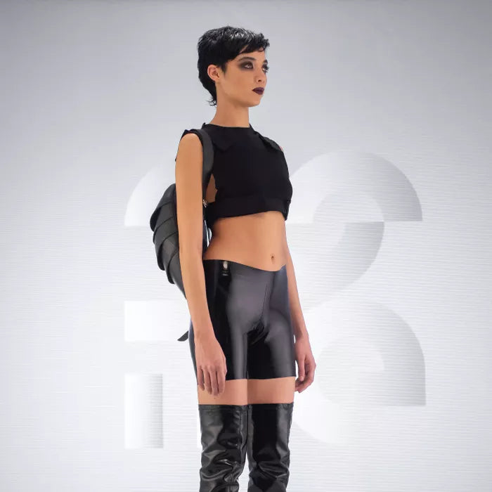 The faux Leather Anti-Spy Backpack - crafted from 100% recycled rubber, featuring a waterproof zipper, anti-spy pocket, and secret compartment.