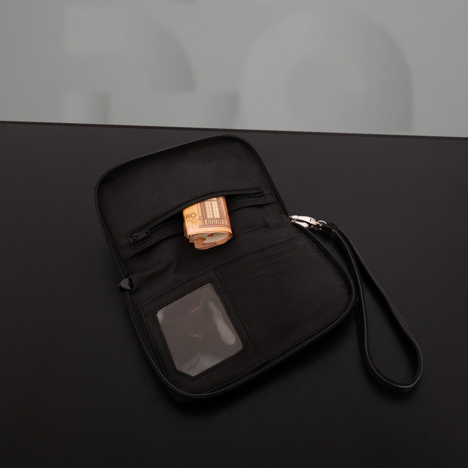 Black faux Leather Purse with RFID , featuring a sleek, minimalist design and built-in RFID technology forProtection secure, stylish everyday use.