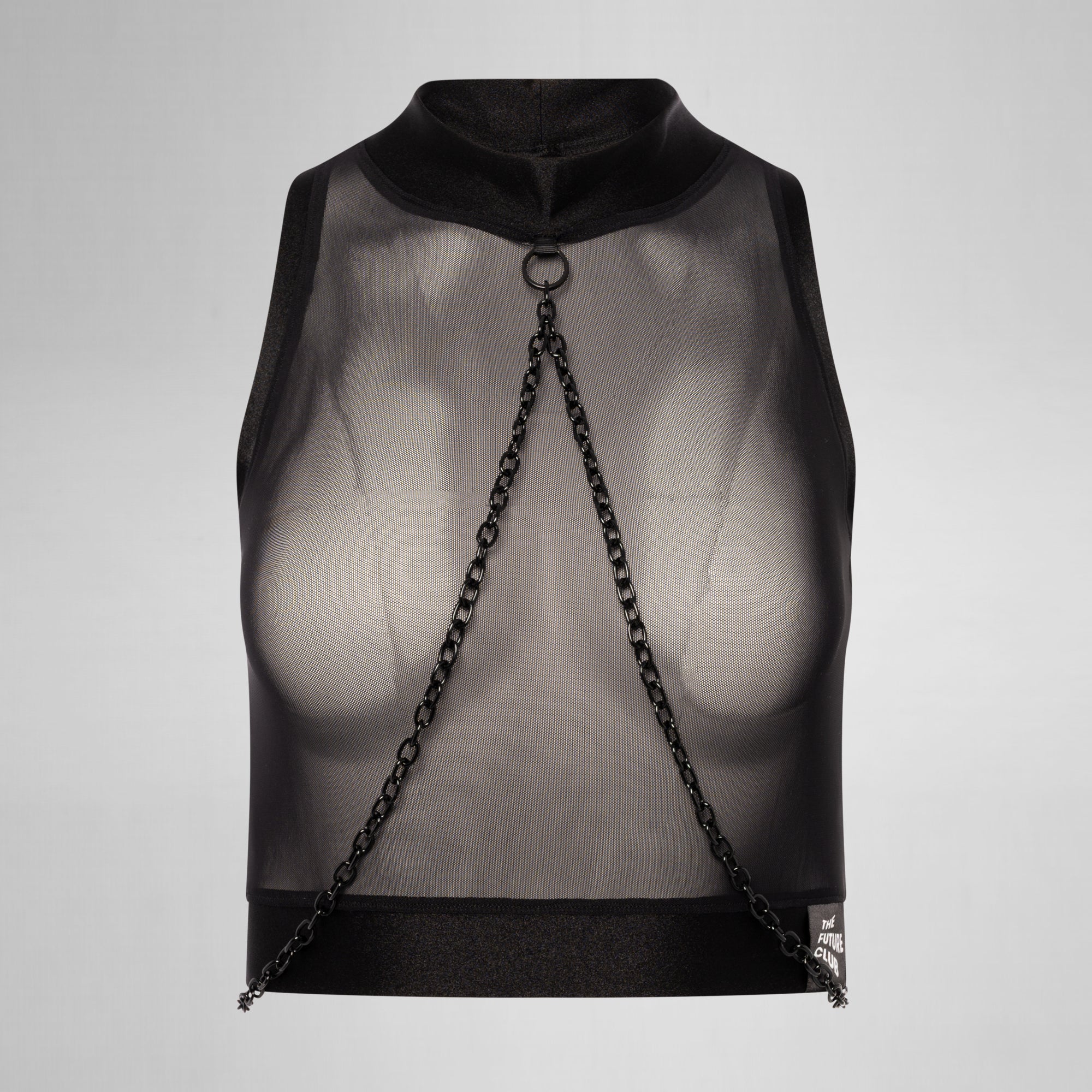 Mesh Crop Top with Chains