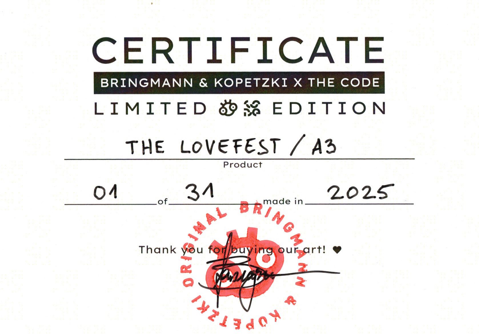 "THE LOVEFEST" – Limited Edition A3 Print