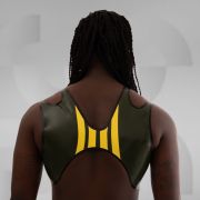 Dark green latex crop top with 3D Latex lettering in the front