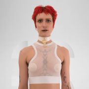 White mesh and lycra crop top, perfect for parties and festivals