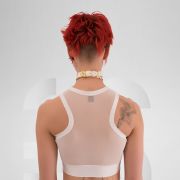 White mesh and lycra crop top, perfect for parties and festivals