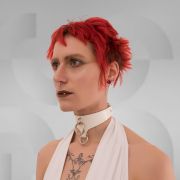 White PU leather choker with silver ring, inspired by The Fifth Element movie