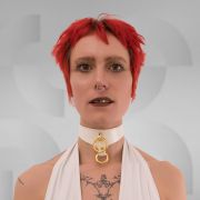 White PU leather choker with silver ring, inspired by The Fifth Element movie