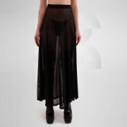 Black transparent long skirt, perfect for avante-garde clubwear and festival fashion in Berlin