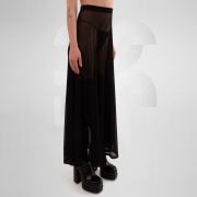 Black transparent long skirt, perfect for avante-garde clubwear and festival fashion in Berlin