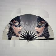 Unique dominatrix faces handfan perfect for hot summer days or sweaty parties