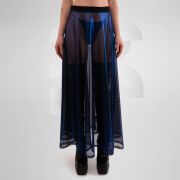 Long shiny skirt in red, gold, and blue - enhances the waist beautifully