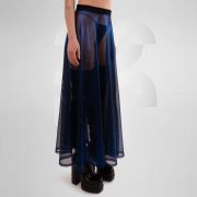 Long shiny skirt in red, gold, and blue - enhances the waist beautifully