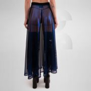 Long shiny skirt in red, gold, and blue - enhances the waist beautifully