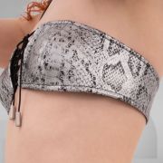 Silver PVC snake skin bandeau bra top, perfect for edgy outfits and nightlife.