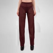 Gender-neutral red mesh pants with a relaxed fit, designed for the Berlin club scene and modern clubwear fashion.