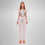 Gender-neutral white mesh pants with a relaxed fit, designed for the Berlin club scene and modern clubwear fashion