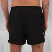 Black sporty shorts with side cut-outs and pockets, perfect for Berlin nightlife.